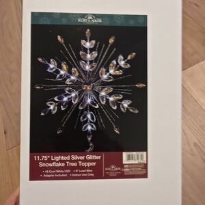 Kurt Adler Silver Glitter Snowflake Tree Topper